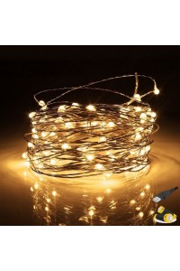 Гірлянда-роса LED30 довжина 3м теплий білий на батарейках + USB