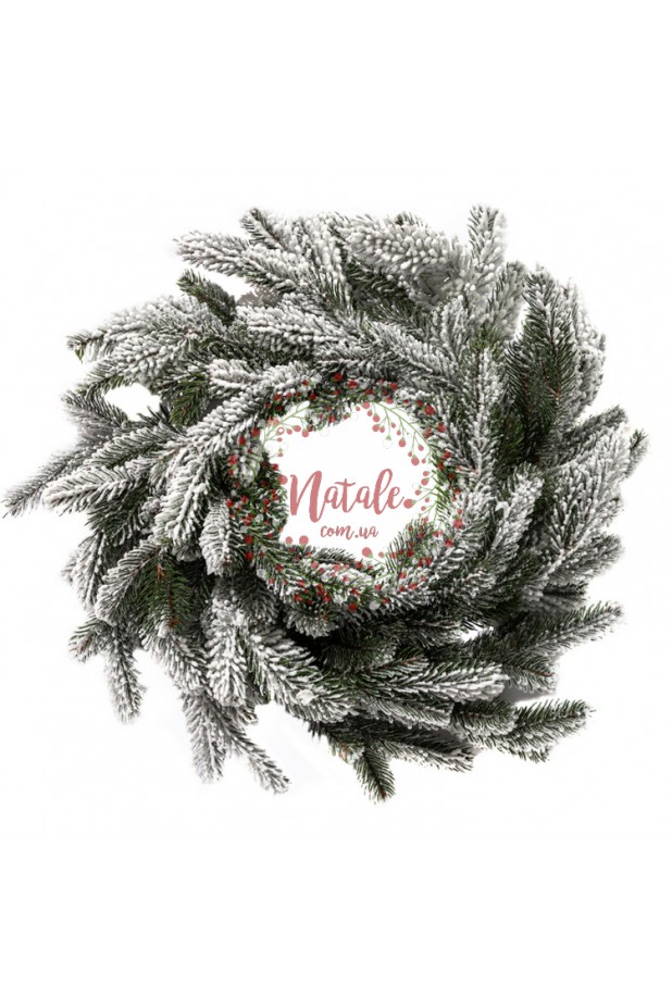 Вінок Арктика 50см засніжений литий зі штучної хвої